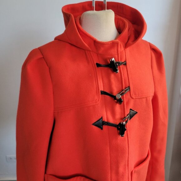 H&M Women's Hooded Red/Orange Short Women’s Zip Up Jacket – Size US 10 - Picture 8 of 16
